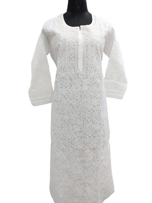 Buy White Kurti for Women, Lucknowi Chikankari Full Front Embroidery Cotton  Kurti for Ladies, Summer Daily Casual Wear Dress Top for Girls Online in  India - Etsy